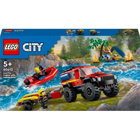 LEGO - City 4x4 brandweerauto met reddingsboot 60412