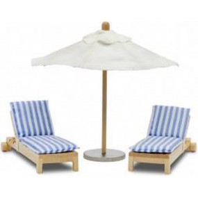 Lundby Stockholm ligbedden met parasol