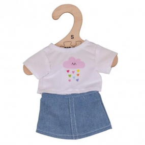 Wit shirt en denim rok small, Bigjigs toys