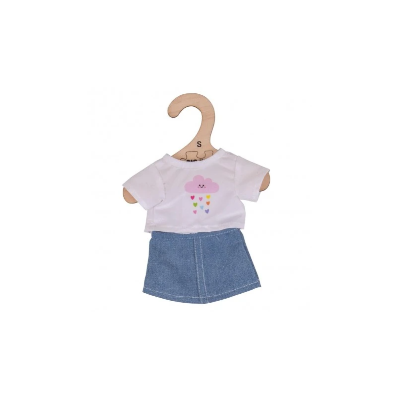 Wit shirt en denim rok small, Bigjigs toys