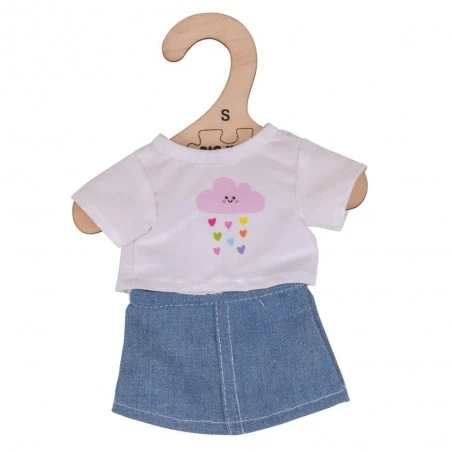 Wit shirt en denim rok small, Bigjigs toys