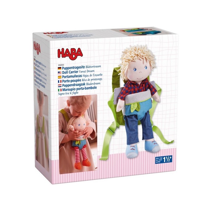 Haba - Poppendraagzak bladerdroom