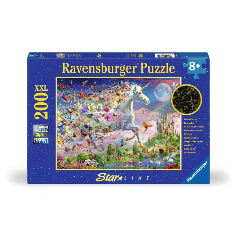 Schitterende eenhoorn met vlinders, 200 XL stukjes Ravensburger
