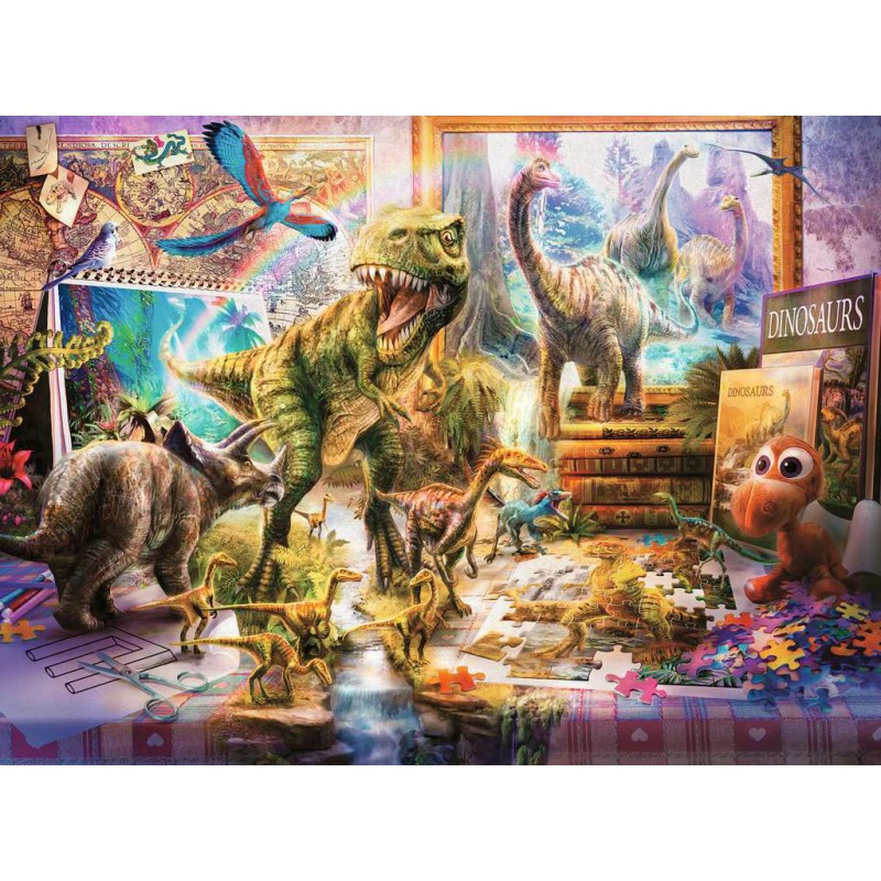 Dino's in de kamer 100 extra grote  stukjes puzzel Ravensburger