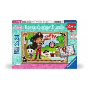 Gabby's Dollhouse, Piratenfeestje, 2x24stukjes Ravensburger