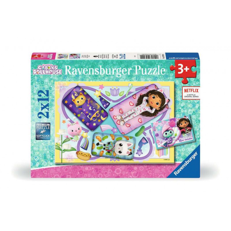 Gabby's Dollhouse, Pyjamaparty, 2x12 stukjes Ravensburger