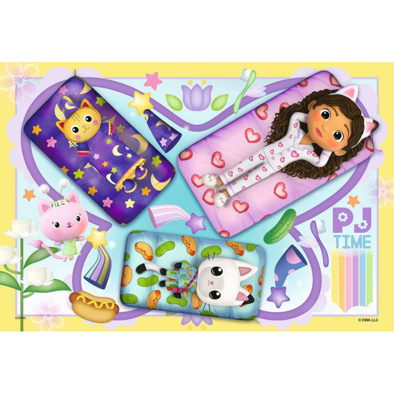 Ravensburger  2x12 kinderpuzzel stukjes Gabby's Dollhouse, Pyjamaparty