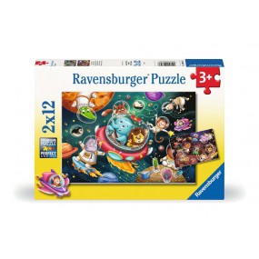 Dieren in de ruimte, 2x12 stukjes Ravensburger