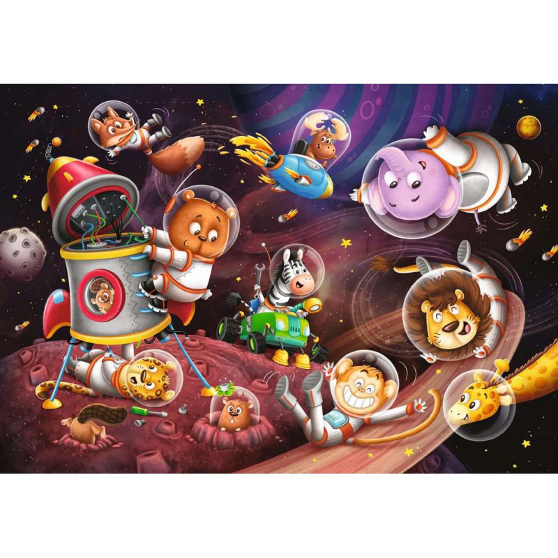 Ravensburger  2x12 kinderpuzzel stukjes Dieren in de ruimte