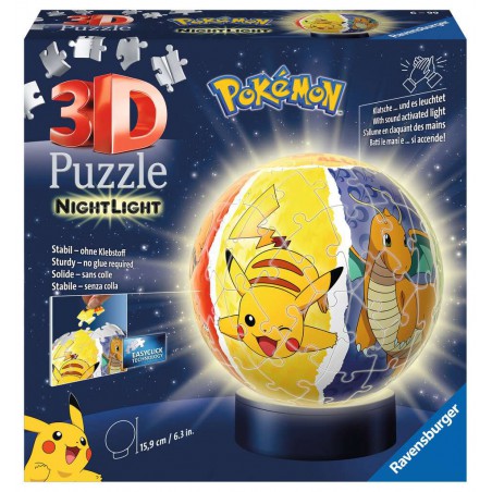 3D puzzelbal, Pokémon met verlichting, 72 stukjes Ravensburger