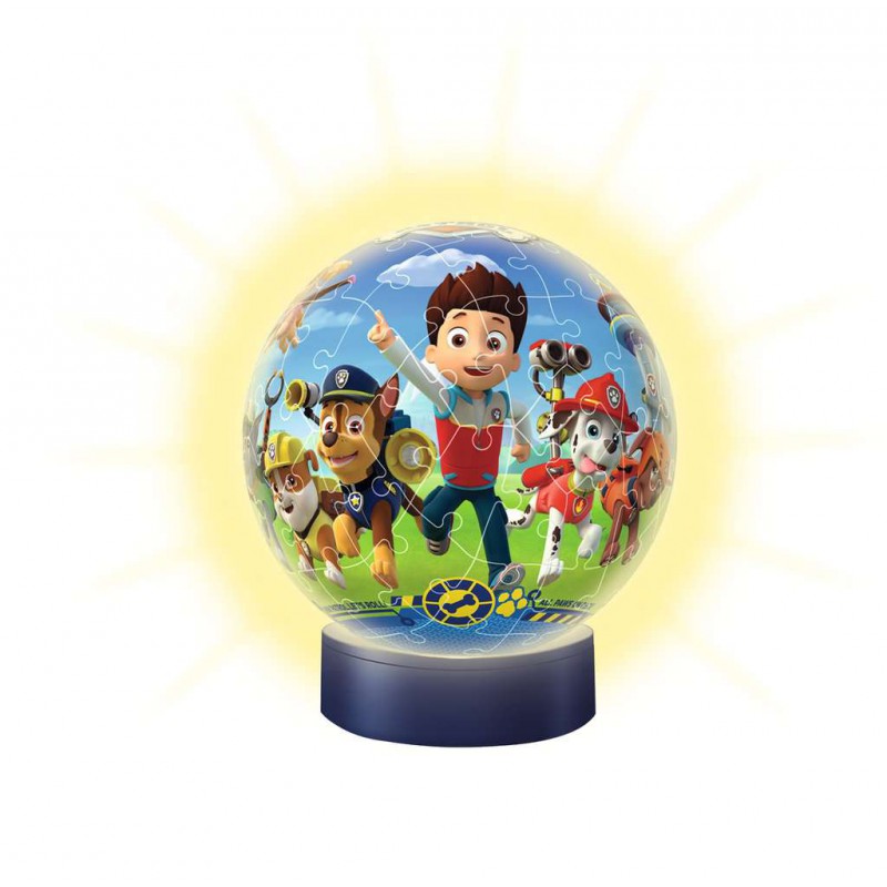 3D puzzelbal, Paw Patrol met verlichting, Ravensburger 72 stukjes
