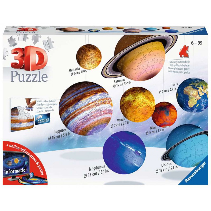 3D Zonnestelsel - 3D puzzel - 27/54/72/108 stukjes, Ravensburger