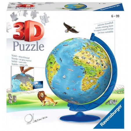 3D puzzelbal, Kinderglobe, 180 stukjes Ravensburger