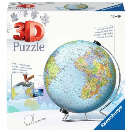3D puzzelbal, Kinderglobe, geografisch, 540 stukjes Ravensburger