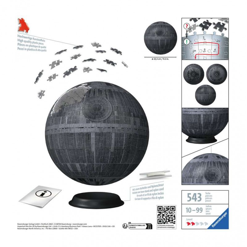 3D puzzelbal, Star Wars, Death Star,  Ravensburger 540 stukjes