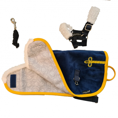 Crafty Ponies -  Luxe dekenset blauw/geel