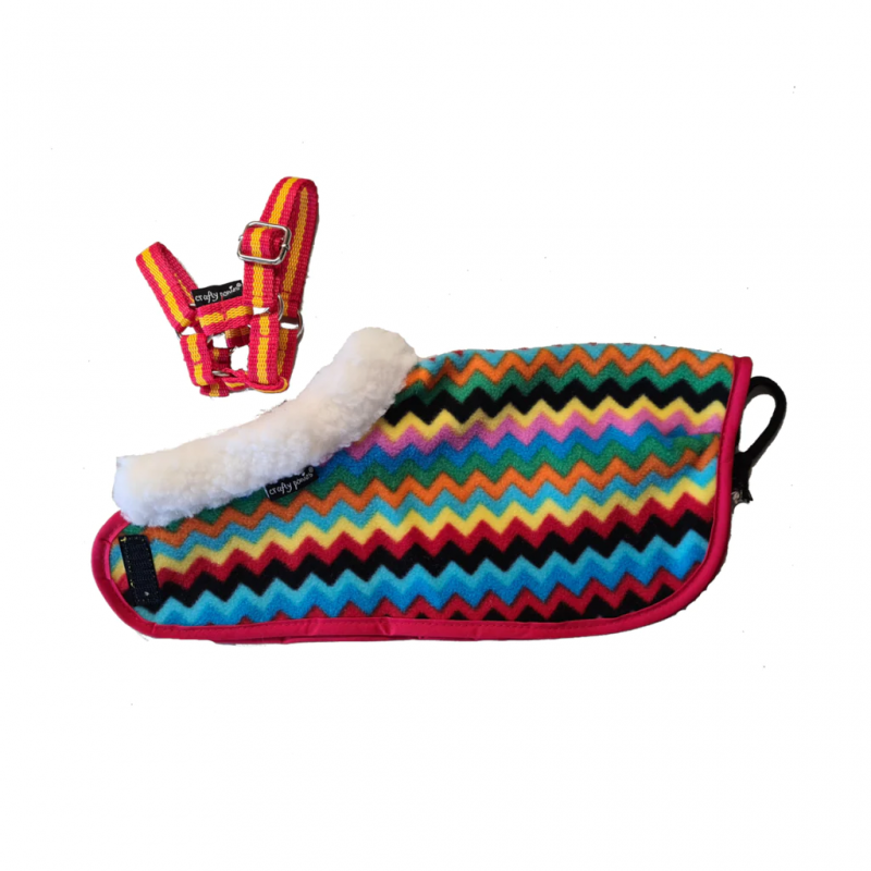 Crafty Ponies -  Fleecedeken set gekleurd zigzag