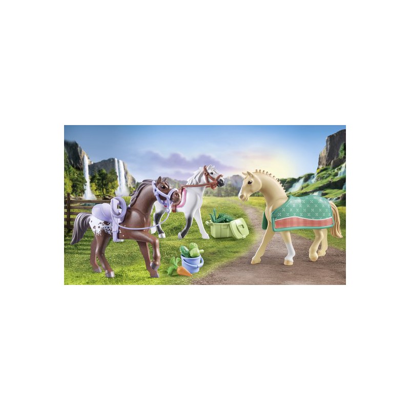 Playmobil - Horses of waterfall, 3 paarden met accessoires 71356