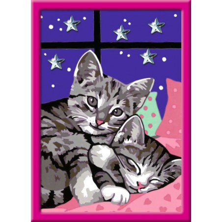 CreArt, Sleepy Kitties, Schilderen op nummer, Ravensburger met glitterstenen