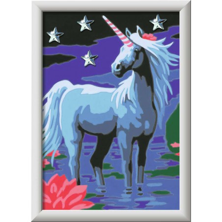 CreArt, Magical unicorn, Schilderen op nummer, Ravensburger met glitterstenen