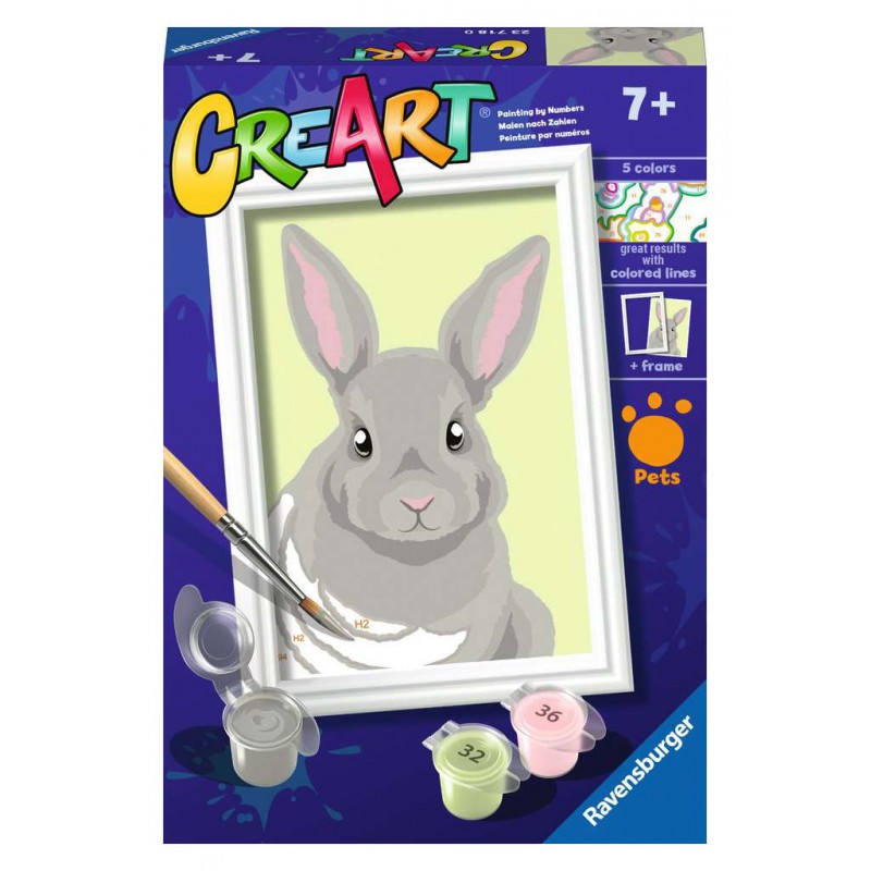 CreArt, Gray Rabbit, Schilderen op nummer, Ravensburger