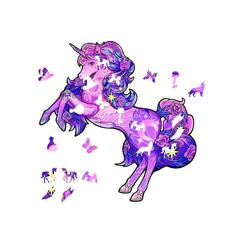 Unicorn, 110 houten stukjes Rainbowooden Puzzles
