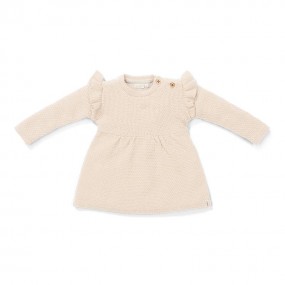 Gebreid jurkje lange mouwen ruches - Little Dutch