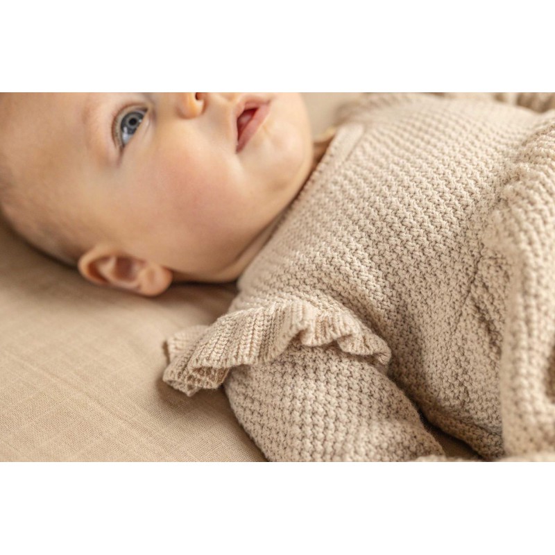 Gebreid jurkje lange mouwen ruches - Little Dutch