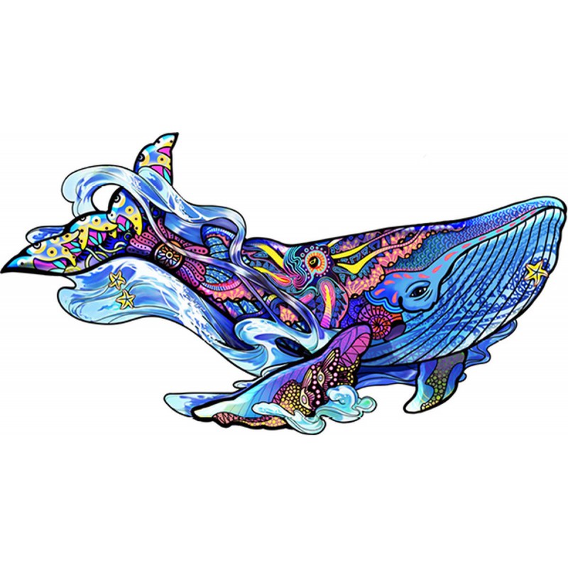 Blue Whale, 101 houten stukjes Rainbowooden Puzzles