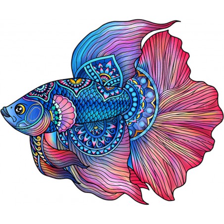 Fighting fish, 112 houten stukjes Rainbowooden Puzzles