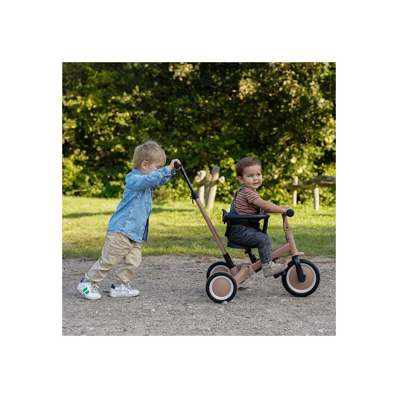 Driewieler met duwstang 4 in 1 - Macchiato bruin, Topmark