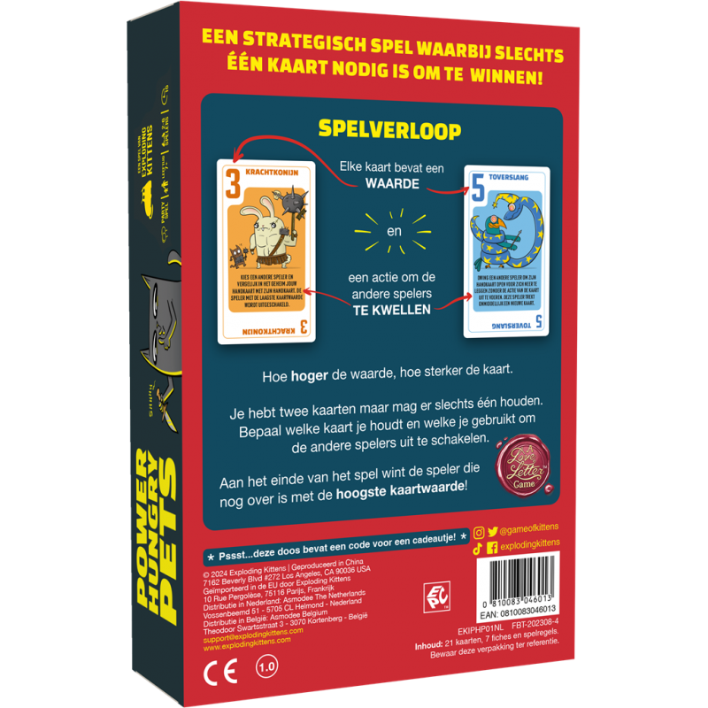 Power Hungry Pets, Kaartspel NL