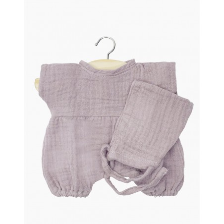 Minikane - Jumpsuit pakje met mutsje paars, kledingset 28cm