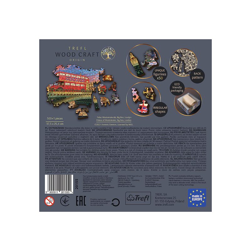 Palace of Westminster, wooden puzzle 500+1 met aparte stukken