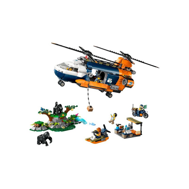 LEGO City 60437 Jungleonderzoekers: helikopter bij de basis