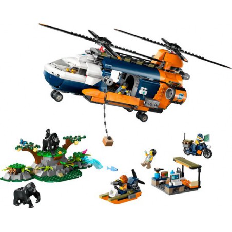 LEGO City 60437 Jungleonderzoekers: helikopter bij de basis