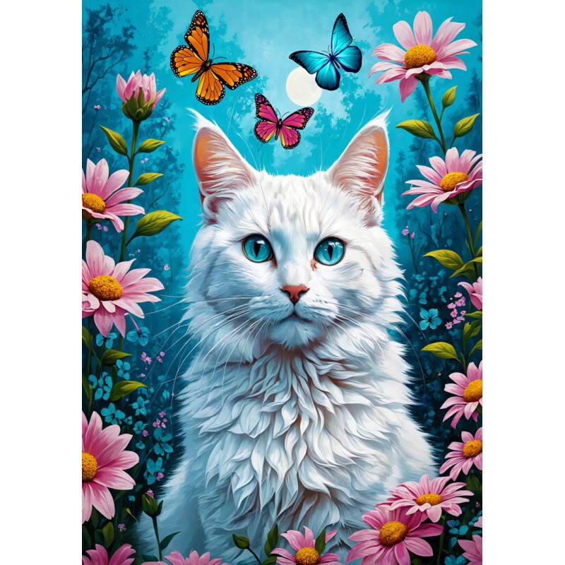 White Cat, Enjoy Puzzle 1000stukjes  Afm. 48x68cm
