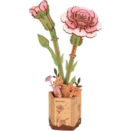 Pink carnation, Wooden bloom craft, Rowood