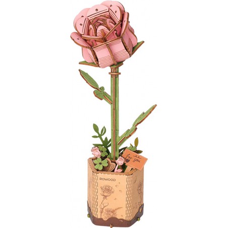 Pink Rose, Wooden bloom craft, Rowood