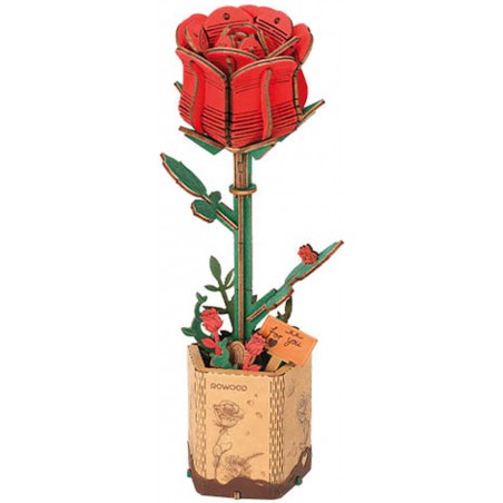 Red Rose, Wooden bloom craft, Rowood