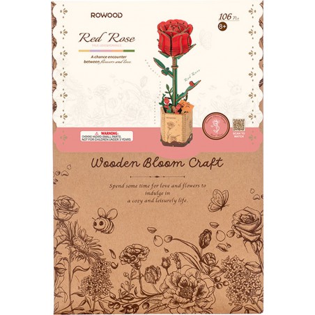 Red Rose, Wooden bloom craft, Rowood