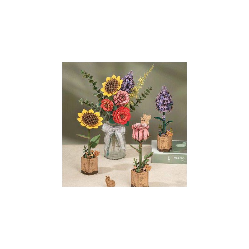 Houten bloemen boeket Wooden bloom craft, Rowood Robotime