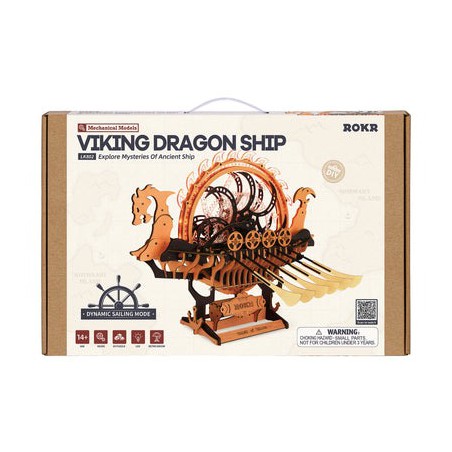 viking-dragon-ship-diy-mechanisch-houtwerk-rokr