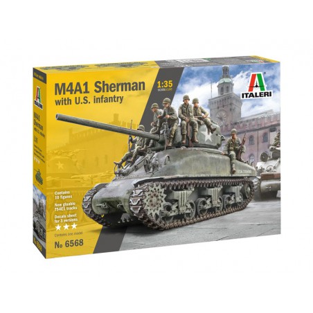 M4A1 Sherman Tank (met figuren) 1:35, Italeri