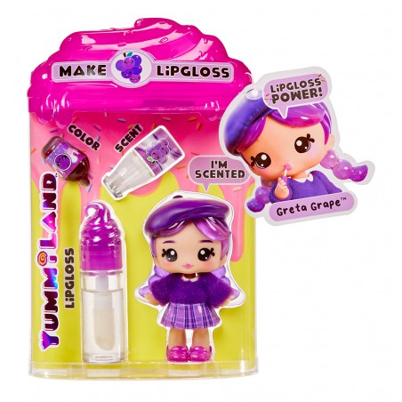 Yummiland, Lipgloss + small doll - Greta Grape