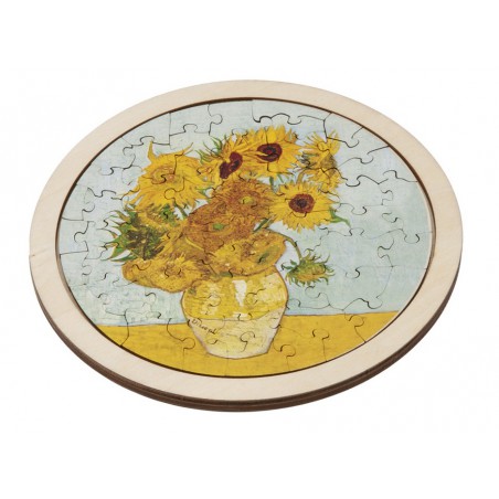 Houten puzzel rond: Sunflowers - Van Gogh, Fridolin