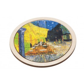 Houten puzzel rond: Cafe terrace at night - Van Gogh, Fridolin