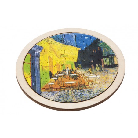 Houten puzzel rond: Cafe terrace at night - Van Gogh, Fridolin