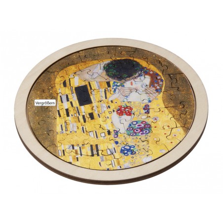 Houten puzzel rond: The kiss - Gustav Klimt, Fridolin