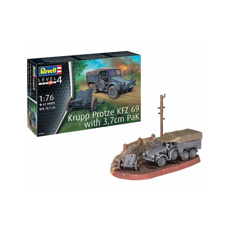 Start Set, Krupp Protze KFZ 69 with 3,7 PaK 1:76, Revell